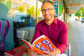Sam with a poetry book