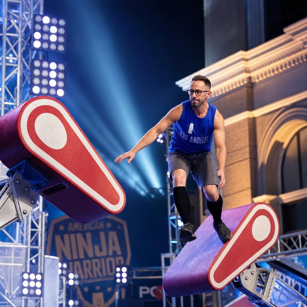 Sam on the Ninja Warrior course